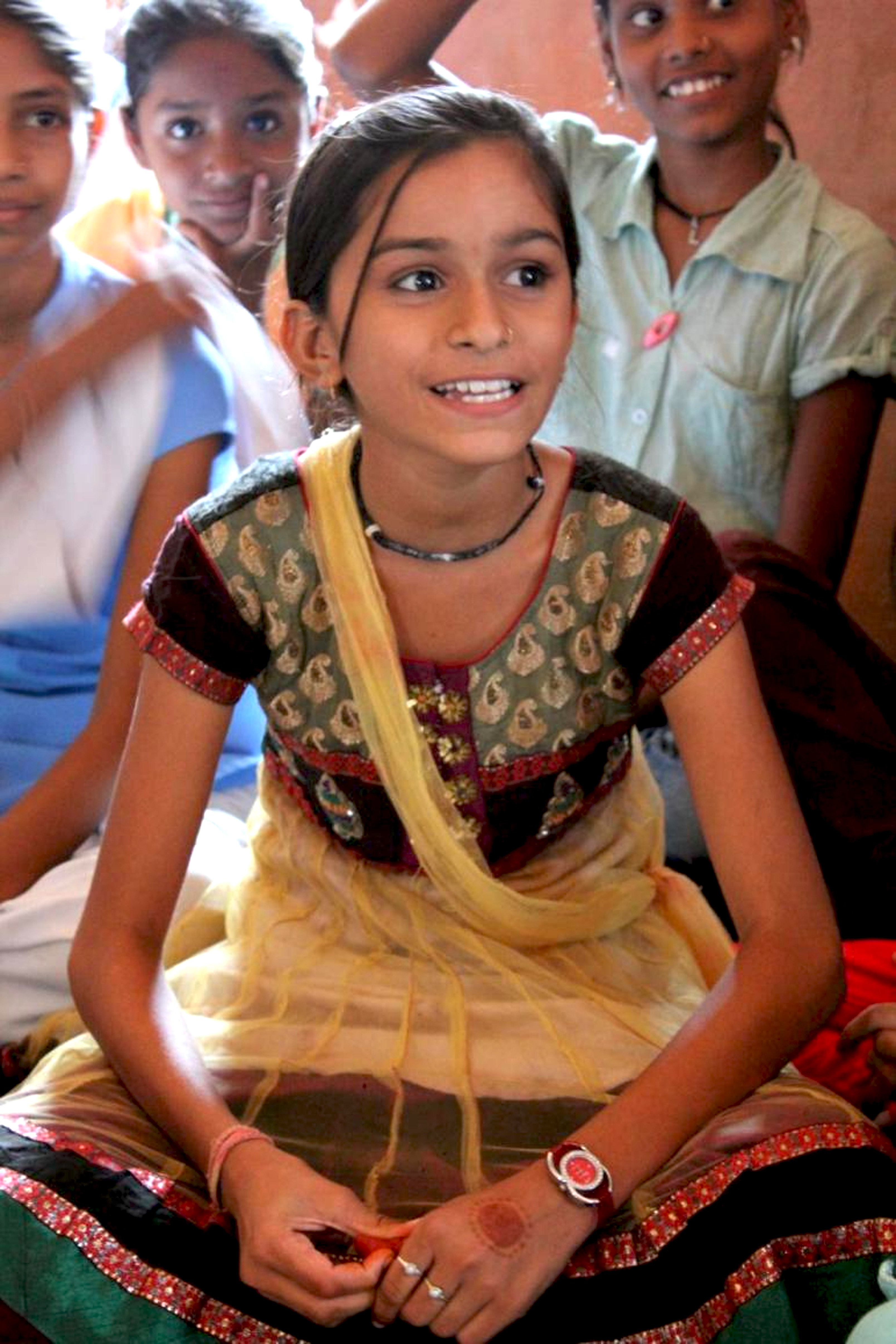 Anjali learning at school in Rajasthan.