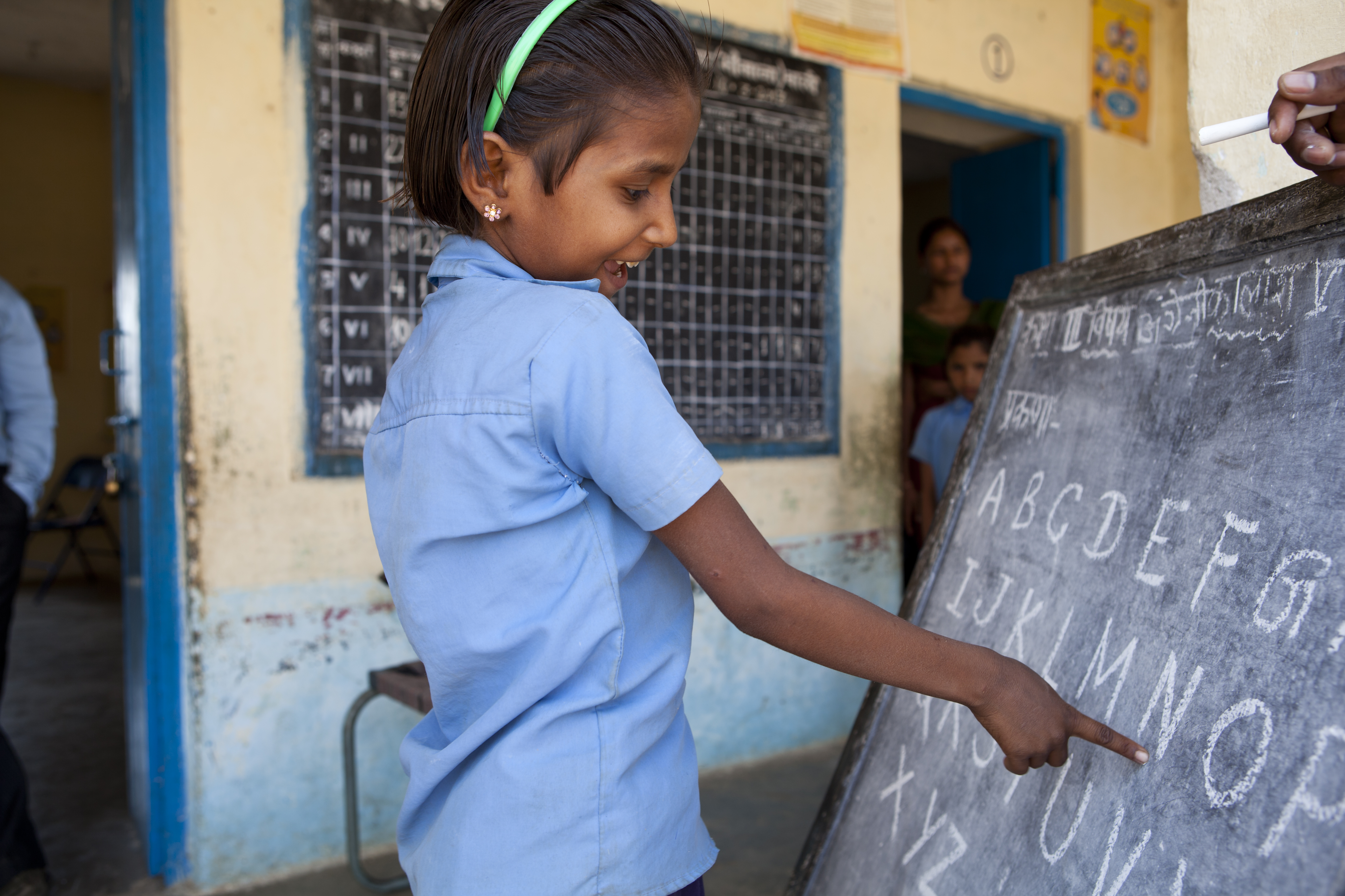 An Educate Girls beneficiary learning at school.