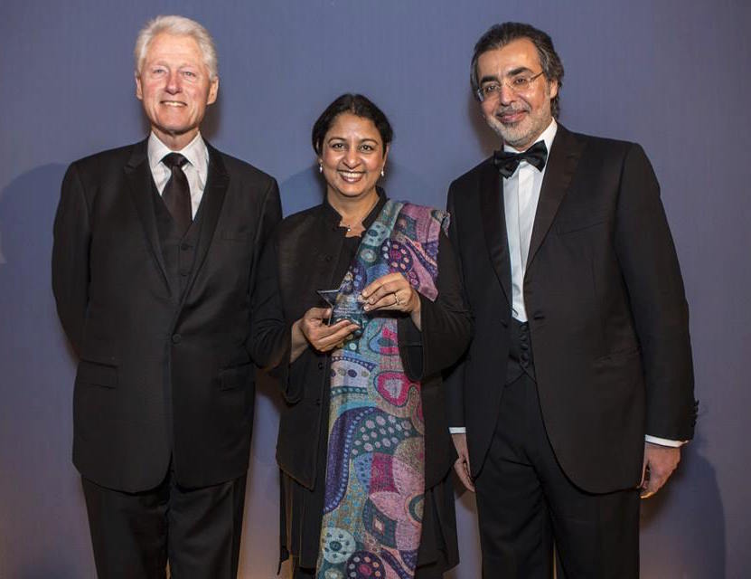 Safeena Husain, Executive Director of Educate Girls, with former President of the USA Bill Clinton and Stars Foundation Founding Chairman HE Amr Al-Dabbagh.